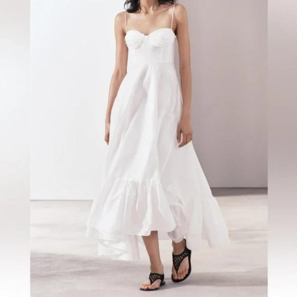 ZARA ZW COLLECTION RUFFLED POPLIN DRESS - Picture 4 of 6